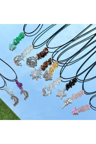 Takı Retro Etnik Tarzı Yıldız Ve Ay Kolye Ucu Kolye Kadın Basit Düzensiz Çakıl Kelebek Kolye Diğer