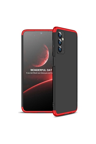 Samsung Uyumlu Galaxy M23 Kılıf Zore Ays Kapak Siyah-Kırmızı