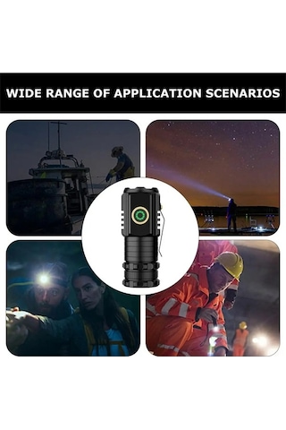 Ebitda 300m Menzilli, 2000 Lümen, 8 Saat Aydınlatma, Tip-c Hızlı Şarj, Alüminyum El Feneri Siyah