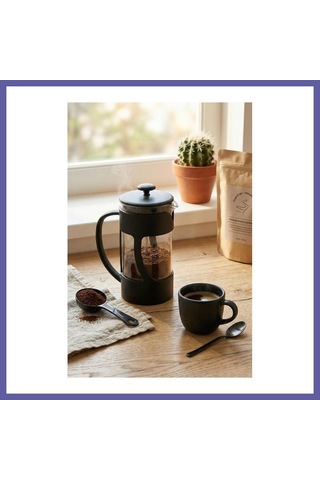 Bezos 350 Ml Borosilikat Cam French Press & Siyah Modern Kahve Ve Bitki Çayı Demleme Gereci Nıda