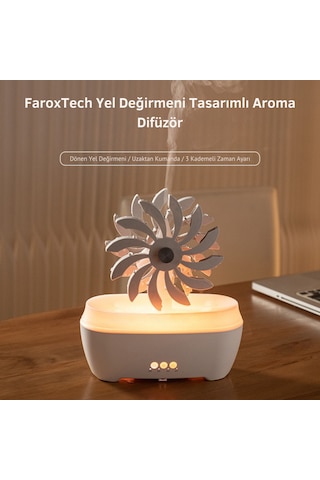Yel Değirmeni Tasarımlı Uzaktan Kumandalı Rgb Işıklı Aroma Difüzör & Hava Nemlendirici