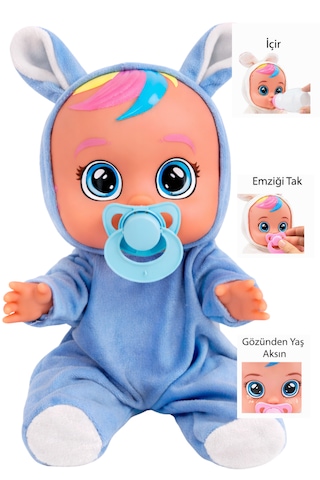 Ağlayan Ve Konuşan Et Bebek 20 Cm Su İçen Bebek Oyuncağı 3+ Yaş Açık Mavi