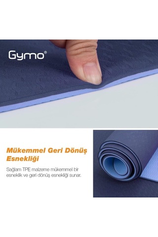 Gymo Ekolojik 6mm Tpe Yoga Matı Pilates Minderi Mavi Çok Renkli