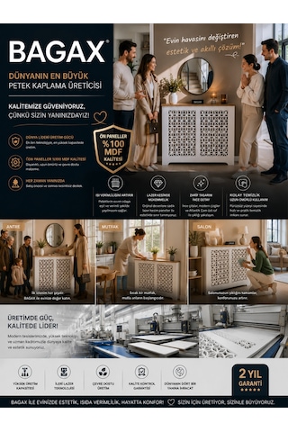 Dekoratif Petek Dolabı Kalorifer Peteği Kapatma Ünitesi Modern Tasarım İç Ölçü 96 Cm Dış Ölçü 100 Cm Petek 96 Beyaz D4
