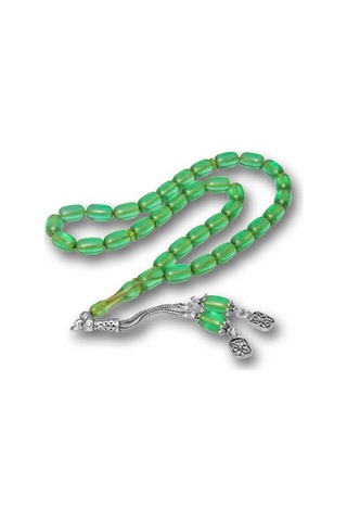 Gümüş Püsküllü Kapsül Kesim Sıkma Kehribar Tesbih Sl12601 Gümüş