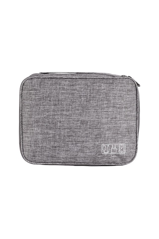 Dofolink Gri Üç Katlı Dijital Alet Çantası - Veri Kablosu, Powerbank Ve Kulaklık Saklama Çantası - Dayanıklı Ve Hafif Malzeme