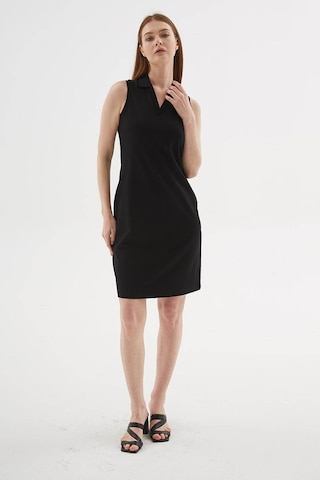 Fashion Friends Polo V Yaka Kolsuz Siyah Kadın Elbise 26y0600k1