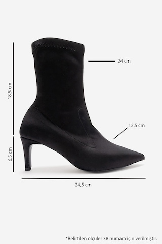 Luvishoes Rossano Siyah Scuba Kadın İnce Topuklu Bot Siyah