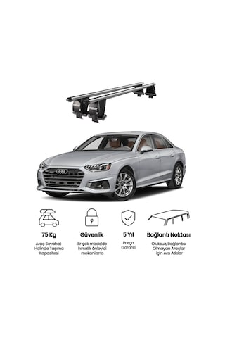 Royal Audi A4 2019 Ve Sonrası Uyumlu Gri Kilitli Ara Atkı Port Bagaj Tavan Barı