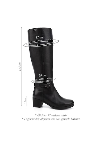 Gönderir Kadın Siyah Floter Fermuarlı Kalın Topuklu Hakiki Deri Çizme Gkzc13444564 Siyah