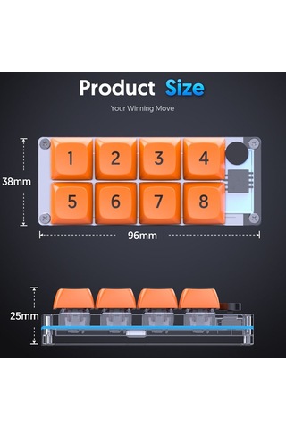 Mkespn Kısım Makro Tanımlı Kablosuz Küçük Klavye Tek Eliyle Oyun Klavyesi Saydam