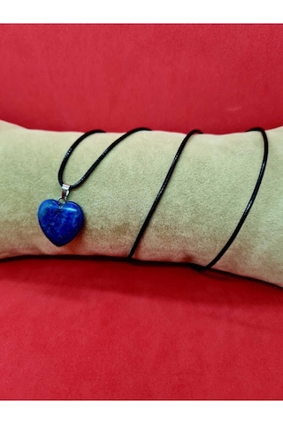 Sertifikalı Doğal Lapis Lazuli Taşı Kalp Kolye Zincir Dahil Çok REnkli