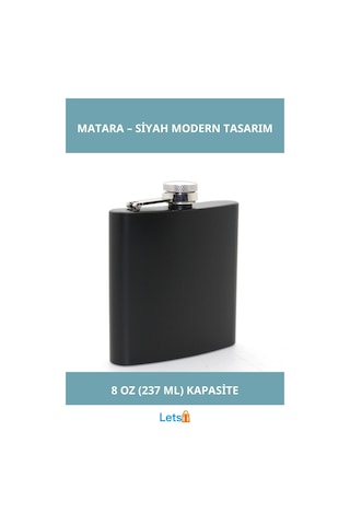 Paslanmaz Çelik Sızdırmaz Kompakt 8 Oz Siyah Matara Çok Renkli
