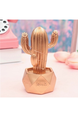 Led Işıklı Sevimli Kaktüs Dekoratif Masa Lambası Mini Biblo Gece Lambası-gold 5365 Çok Renkli