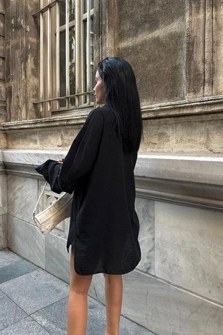 Alina Kol Cut Out Keten Gömlek 3252-08 Si Yah