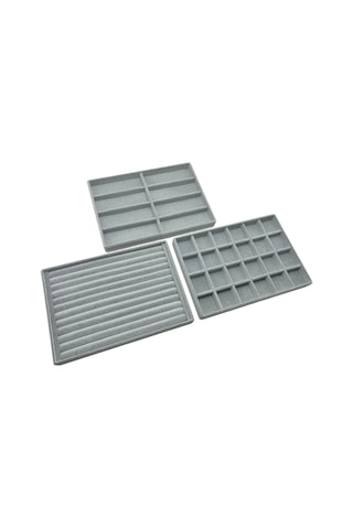Bern Model Süet Kumaş Gri Renk 34/24cm 3 Lü Takımtakı Sergileme Standı