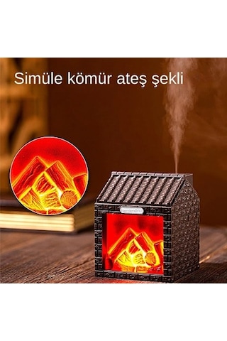 Sx-e354 Dekoratif Led Şömine Alev Efektli Nemlendirici Difüzör & Ortam Lambası