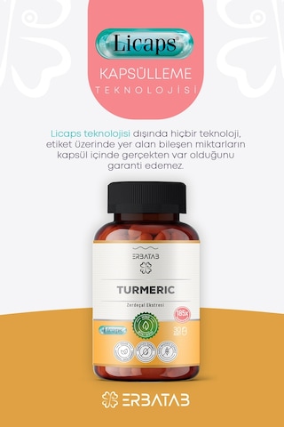 Erbatab Zerdeçal Ekstresi Takviye Edici Gıda 30 Kapsül