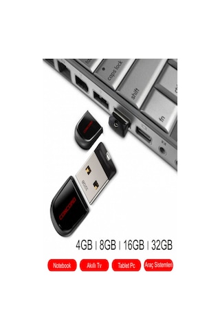 Usb 2.0 Mini Lite Flash Bellek C-uml 4gb/8gb/16gb/32gb/64gb Siyah