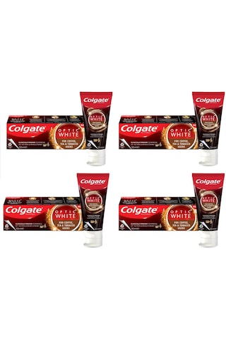 Colgate Optic White Kahve Çay Tütün Kullanan Diş Macun 125ml 4ad Zig Zag Charcoal 1+1 Orta Diş Fırça Tam Koruma