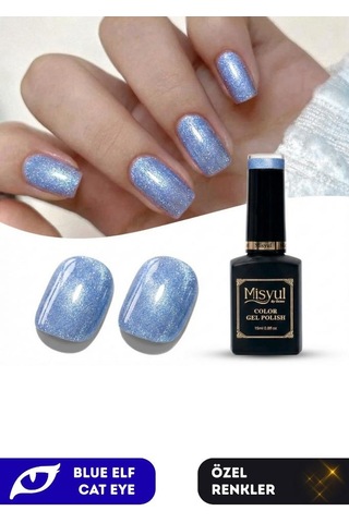Misyul Uv Led Kalıcı Oje Nail Art 15 Ml Blue Elf Cat Eye Ec08