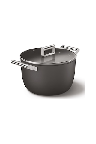Smeg Cookware 50's Style Siyah Tencere Cam Kapaklı 26 CM 7.7 L