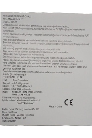 Usb Mp3 Ders Kaydı Röportaj Ses Kayıt Cihazı 2gb-32gb Kapasite Ar