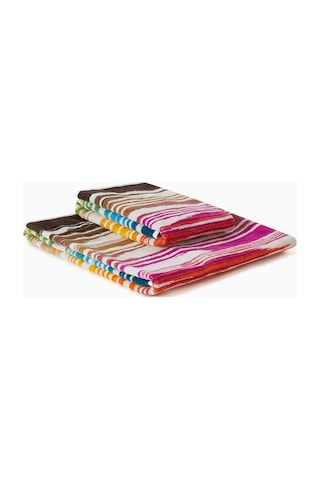 Fiammetta Havlular 2 Li Set, Soyut Zikzak Desenli, Modern & Yumuşak, Lüks Pamuk Çok Renkli