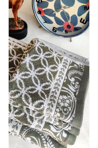 Hediyelik, Çeyizlik , İhraç Fazlası Özel Üretim Bukle Cotton Banyo-mutfak Havlu Seti 6'lı Set Yeşil