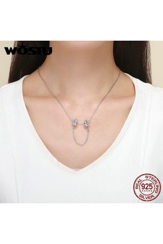 Wostu 925 Ayar Gümüş Peri Çelenk Çiçek Boncuk Zirkon Zincir Takılar Fit Bilezik Ve Kolye Gümüş