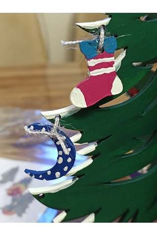 Ahşap Yılbaşı Ağacı Boyama Seti 28cm - Ahşap Süslü