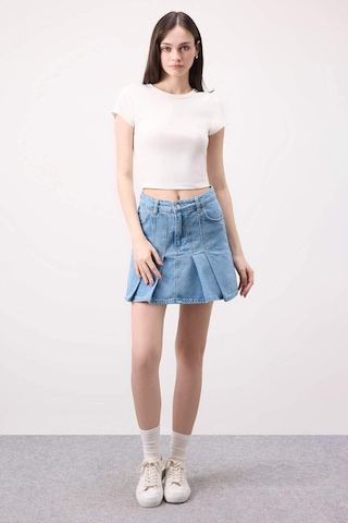 Defacto Fashion Fit Pileli Jean Mini Etek B9853AX24SMNM39 Mavi