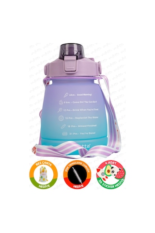 Lusca Bpa Içermez Motivasyonel Su Matarası 1,3 Lt Mor-Yeşil