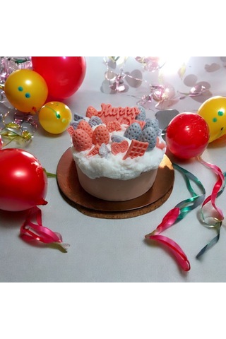 "sevimli Doğum Günü Pastası Şeklinde Soya Mumu - Dekoratif Mum