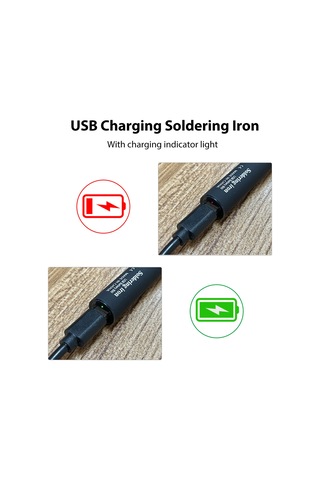 Kangvka Kablosuz Li-pilli 650mah Dürtü Kaynağı Seti - 3 Sıcaklık Seviyesi, Usb-c Şarj, Ev Ve Dıy İçin Siyah Uç + Tutucu + Talaş + Şarj Kablosu Dahil