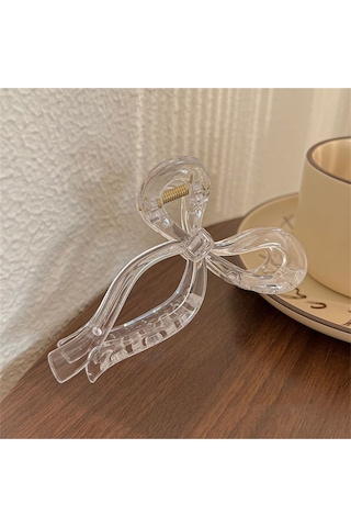 Kadın Şeffaf Büyük Boy Fiyonk Parlak Kırılmaz Toka 11cm Çok Renkli