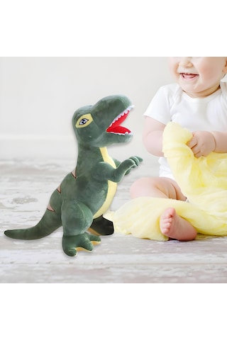 İthal Soft Kumaş Xl Boy Dinozor Tyrannosaurus T-rex Figür Peluş Oyuncak Uyku & Oyun Arkadaşı 55 Cm. Yeşil