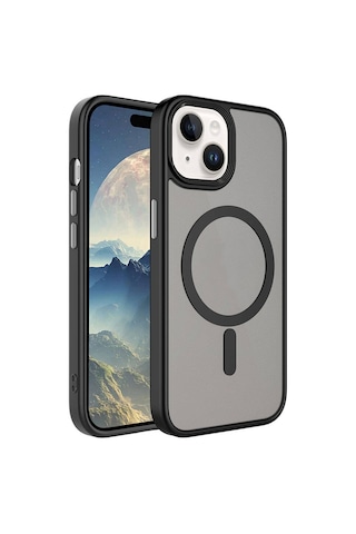 Ardemix Apple iPhone 15 Plus Uyumlu Mat Arka Yüzey Wireless Şarj Özellikli Flet Magsafe Kı Siyah
