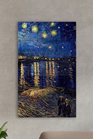 Doğal Taş Tablo - Van Gogh Eseri Tablo- Duvar Dekoru 30x50cm
