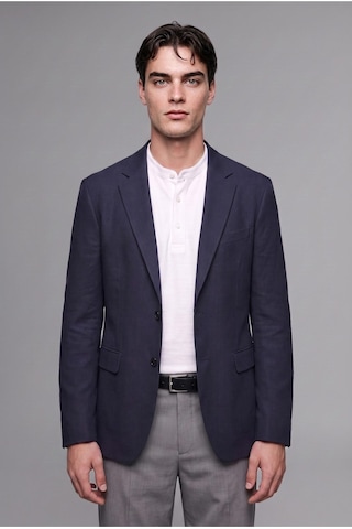 Defacto Slim Fit Çentikli Yaka İki Düğmeli Blazer Ceket F7690ax26aunv64 Lacivert-nv64