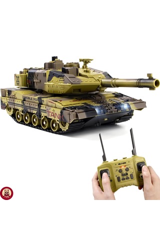 Oyuncak 2.4 Uzaktan Kumandalı Su Bombası Atan Tank Buharlı 1200 Şarjlı Sesli Gövdesi 360 Hareketli Gövde Sarı
