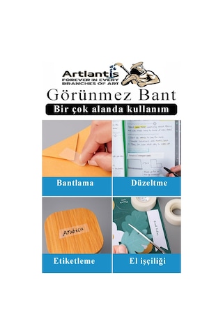 Görünmez Bant 19x33 Metre 1 Adet Şeffaf Görünmez Bant Aydınger Yazılabilir Mat Bant Büro Bandı Selefon Bant 1