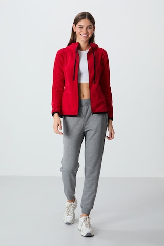 Tommy Life Kırmızı Kalın Yumuşak Dokulu Kapüşonlu Standart Fit Nakışlı Polar Kadın Sweatshirt -97287 Kırmızı