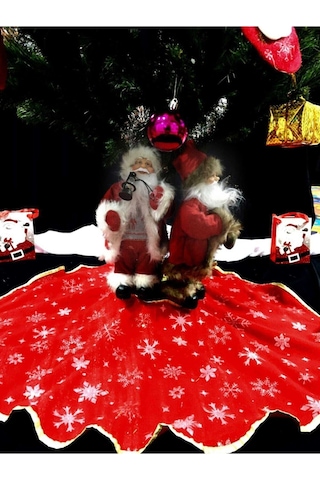 Yılbaşı Ağaç Altı Örtüsü / Kırmızı Simli Ağaç Altı Örtüsü / 90 90 Noel Çam Ağaç Altı Örtüsü / Örtü