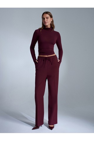 Dilvin 72209 Beli Lastikli Pantolon-bordo Bordo