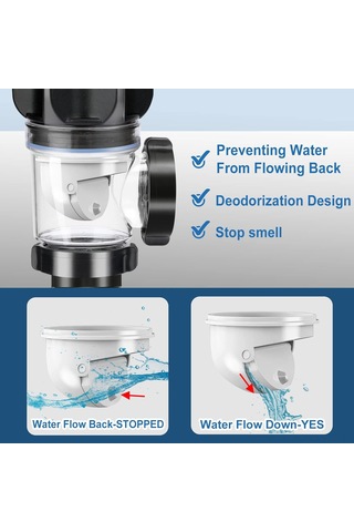 Yuntech01 Rv Lavabo Su Çıkışı Seti - Esnek Genişletilebilir P Şekilli Tüp, Tıkanıklık Önleyici Tampon, 1-1/4" Ve 1-1/2" Delikler İçin, Koku Engelleme Tasarımı Siyah