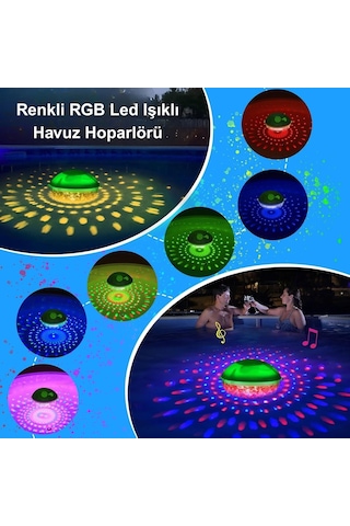 Hymark Bluetooth Bt601 Havuz Hoparlörü Renkli Rgb Led Işık Ip68 Su Geçirmez Dahili Şarjlı Pilli Ses Bombası