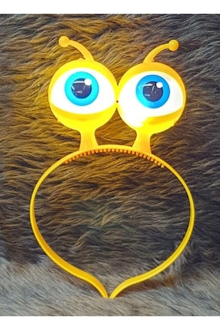 Led Işıklı & Pilli Uzaylı Göz Parti Tacı Sarı Renk Çok Renkli