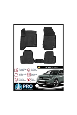 Citroen C4 Hybrid 3d Havuzlu Paspas 2025 2026 Model Kokusuz Sadece Hibrit İçin Uyumlu