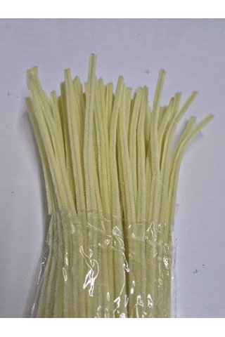 100 Adet Soft Krem A036 Renk Şönil Çubuk 30 Cm Çiçek Yapımı - El İşi - Hobi - Parti Yapay Çiçek
